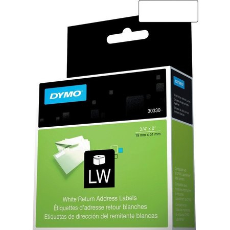 DYMO LW Return Address Labels 3/4" x 2", White, Labels/Roll: 500 DYM30330